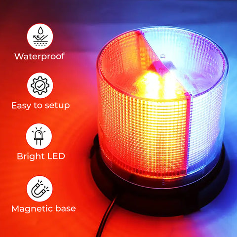 Robustt Emergency Safety Light (Red & Blue) | 12V LED Emergency Rotating Light