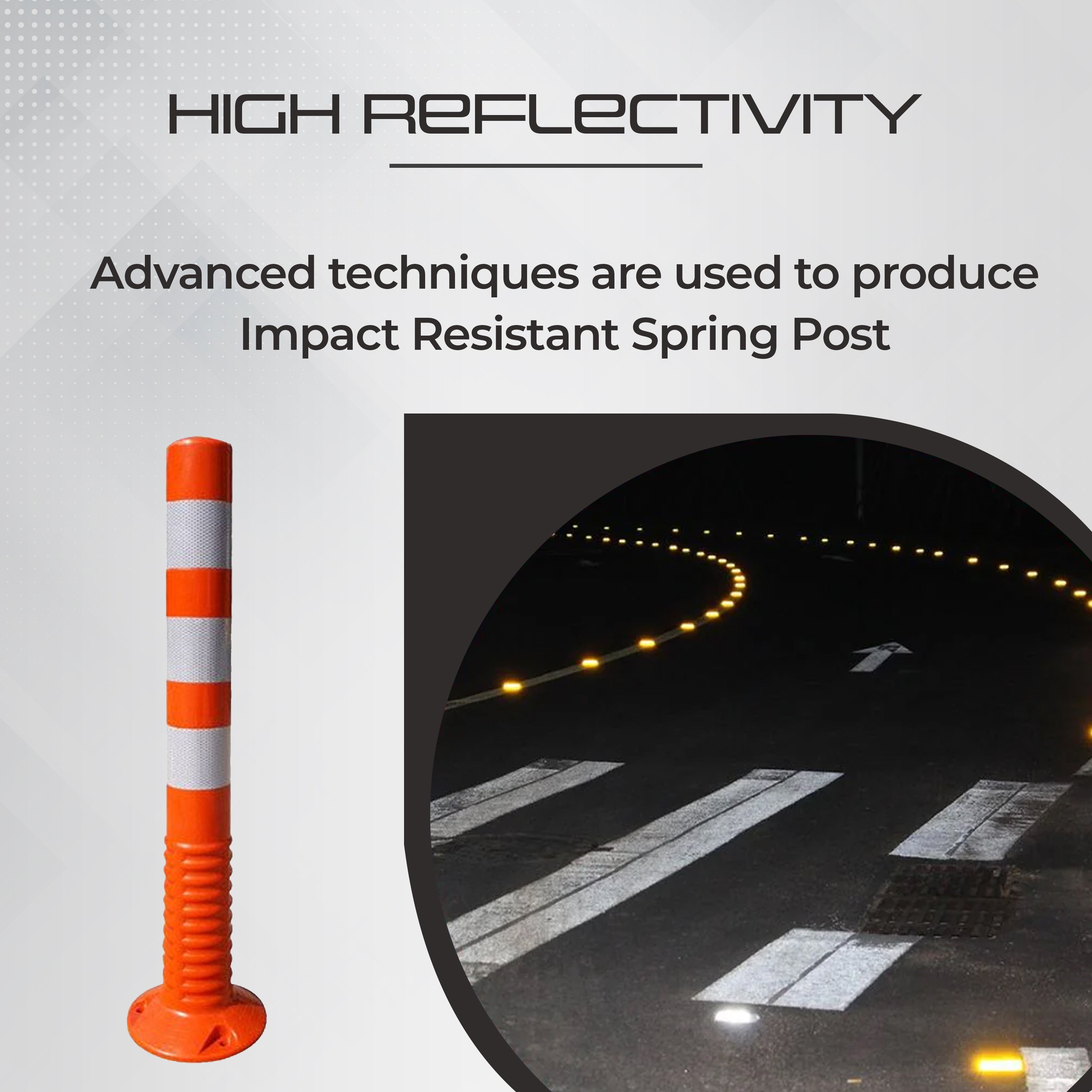 Spring Reflector Robustt Spring Post (Pack of 4) and Road Reflectors (Pack of 10) Combo
