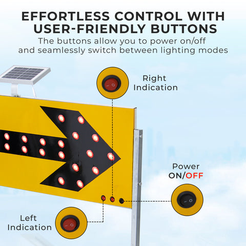 Robustt Solar Powered Traffic Road Street Route Indicator | Guideboard Cross Light Direction Sign