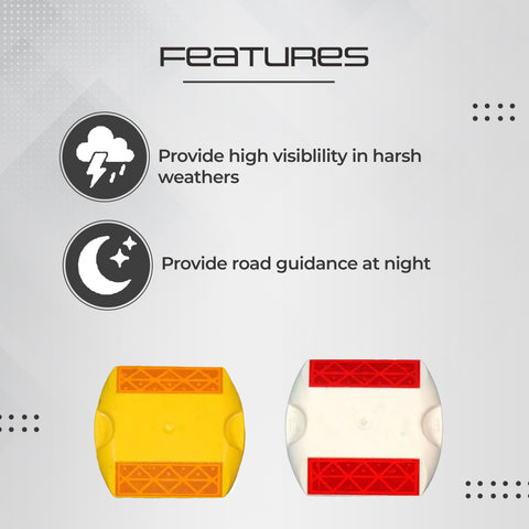 Robustt Spring Post (Pack of 4) and Road Reflectors (Pack of 10) Combos