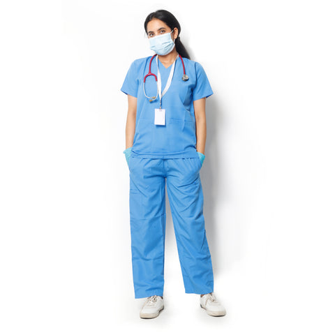 Robustt Classic Scrub Suit Sky Blue Set for Women