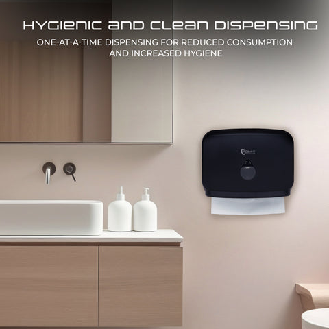 Robustt Wall-Mounted V/N/M Fold Paper Hand Towel Dispenser - Black