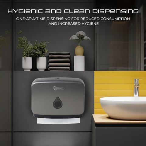 Robustt Wall-Mounted V/N/M Fold Paper Hand Towel Dispenser - Grey