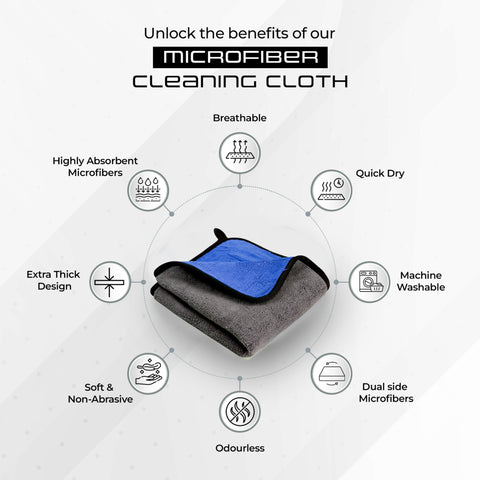 Robustt Multipurpose Microfiber Cleaning Towel Cloth (800 GSM, Blue)