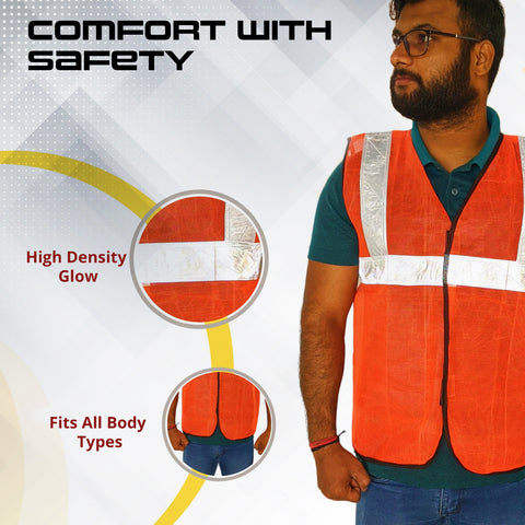 Robust 12 Inch Non Rechargeable Baton light (Set of 1) and Reflective Jacket (Pack of 5) Combos Set