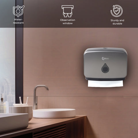 Robustt Wall-Mounted V/N/M Fold Paper Hand Towel Dispenser - Grey