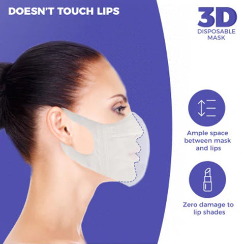 Careview 3 Dimensional(3D) Face Mask With Fabric Ear Loop Box , 4 Layered Filtration