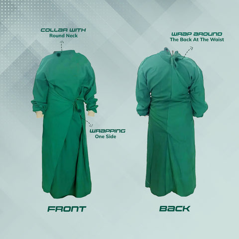 Robustt Reusable Gown (Pack of 5) with Disposable Blue Mask (Pack of 50) Combos