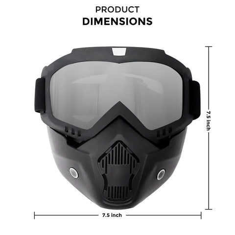 Robustt Reusable Riding Mask & Bike Goggle - Silver