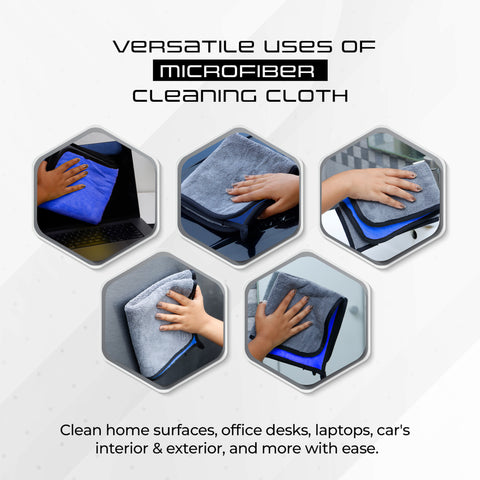 Robustt Multipurpose Microfiber Cleaning Towel Cloth (800 GSM, Blue)