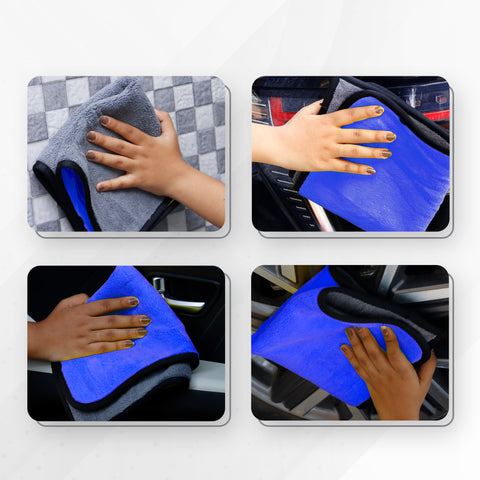 Robustt Multipurpose Microfiber Cleaning Towel Cloth (800 GSM, Blue)