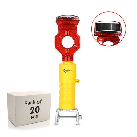 Robustt Hex Solar Blinker Led Light, Yellow & Red, Polycarbonate Top, Solar Light with UV Protection, 36 Hours Backup with 1 Km Visibility