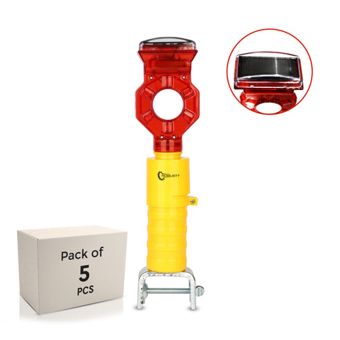 Robustt Hex Solar Blinker Led Light, Yellow & Red, Polycarbonate Top, Solar Light with UV Protection, 36 Hours Backup with 1 Km Visibility
