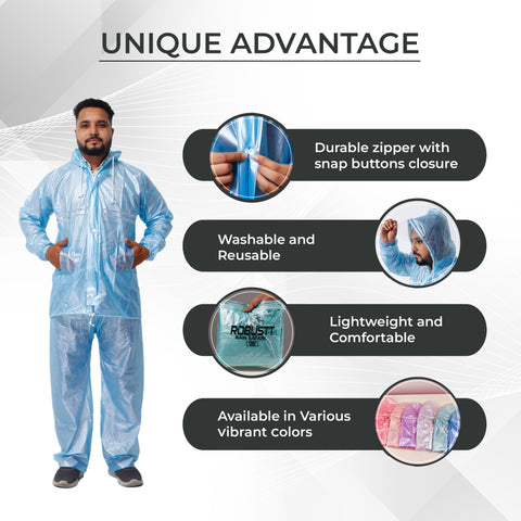 Robustt Unisex Waterproof Rain Suit Sky Blue