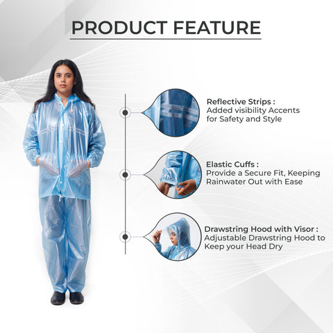 Robustt Unisex Waterproof Rain Suit Sky Blue