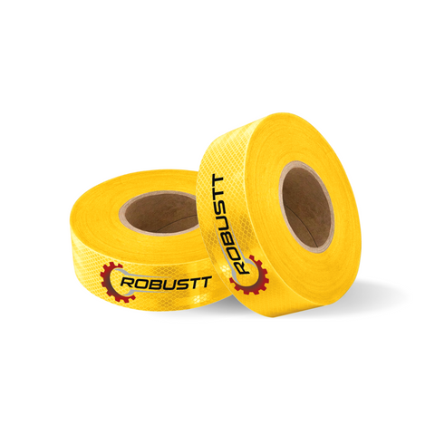 Robustt Yellow Reflective Tape (50mm) , White PET Material, Diamond Cut Design