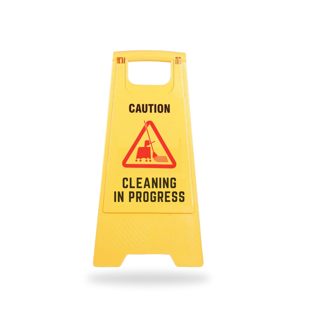 Buy Caution Cleaning in Progress Sign Board 62x30cm – Robustt