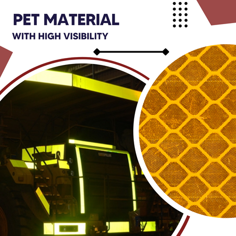 Robustt Yellow Reflective Tape (50mm) , White PET Material, Diamond Cut Design