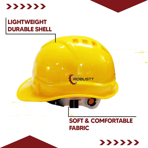 Robustt X Shree JEE Safety Helmet Executive Ratchet Type Adjustment, Protection for Outdoor Work Head Safety Hat with Sweat Band