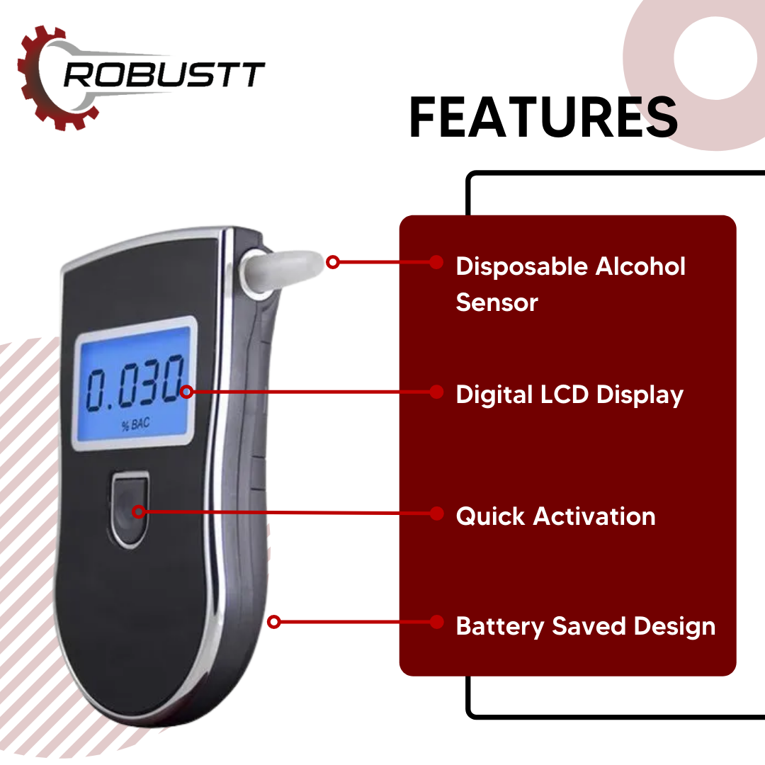 Buy Digital Alcohol Tester with LCD Display Portable Breathalyzer Online –  Robustt