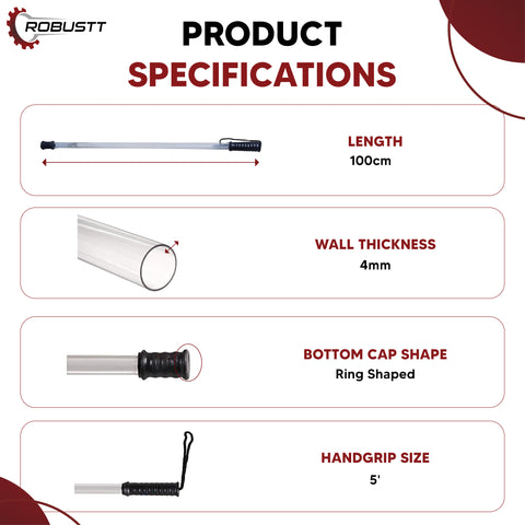 Robustt Polycarbonate Security/Police Stick High Impact resistance, Durable, Light weight, Scratch proof, Anti Slip Bottom