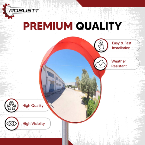 Robustt Unbreakable Convex Mirror For Road Safety with Installation Kit Rearview Radar Mirror (24/32/40 Inch)