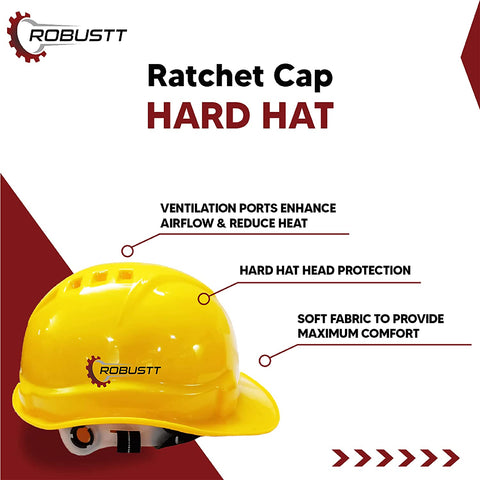 Robustt X Shree JEE Safety Helmet Executive Ratchet Type Adjustment, Protection for Outdoor Work Head Safety Hat with Sweat Band