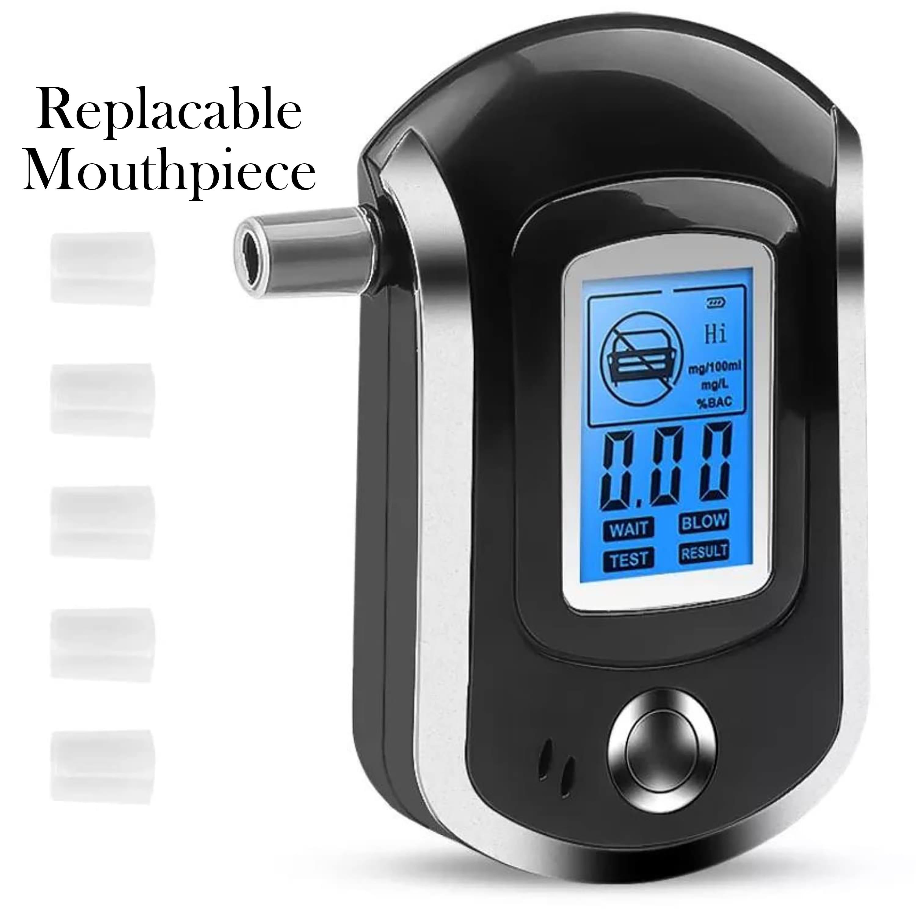 Robustt Alcohol Tester Black Advance Digital LCD Display Portable  Breathalyzer With 5 Mouthpieces (MODEL 2) - Pack Of 1