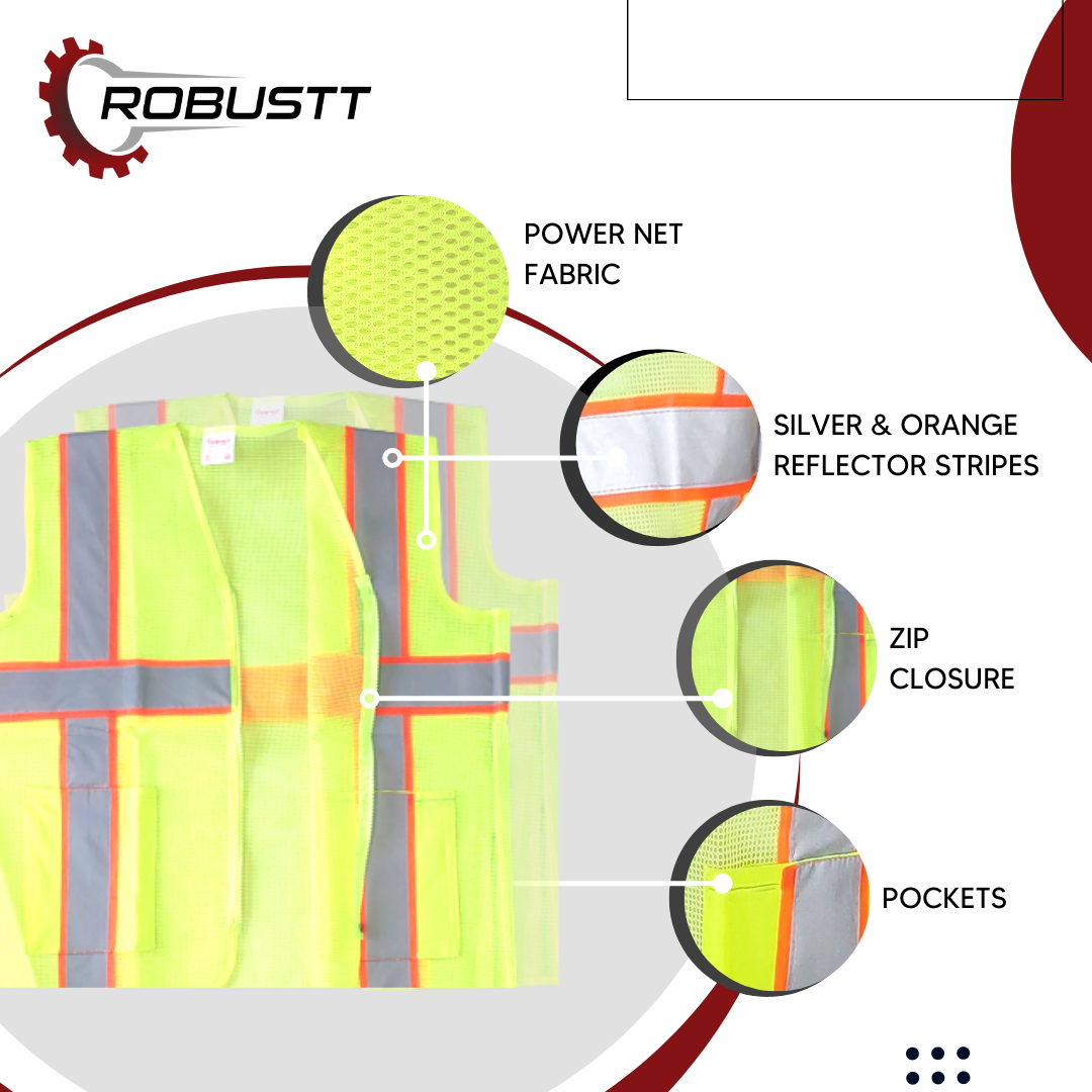 Buy Safety Reflective Jackets with ZIPPER (Green) – Robustt