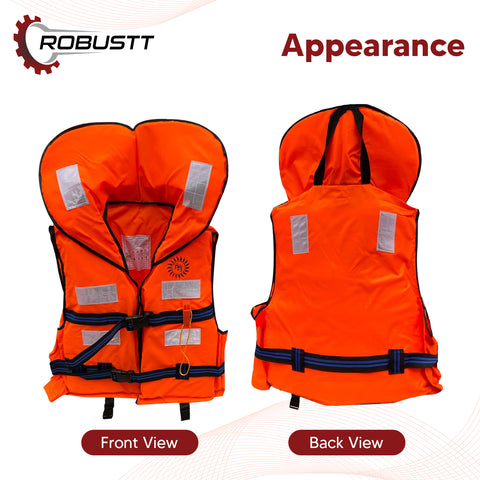 Robustt Life Jacket Polyster Fabric with EPE Foam for Adult Safety Jacket Along with Whistle for Swimming, Boating, Floating Weight Capacity Upto 125 Kg
