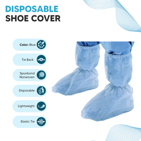 Care View Non Woven Disposable Smms Fabric Surgical Gown Set With 1 Cap, 1 Mask & 1 Pair Of Leg Protector, Breathable Fabric, 45 GSM, Knitted Cuff, Fluid & Lint Resistant, Size Universal (Blue)