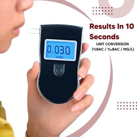 Robustt Alcohol Tester Black Advance Digital LCD Display Portable Breathalyzer with 5 Mouthpieces (Model 1)