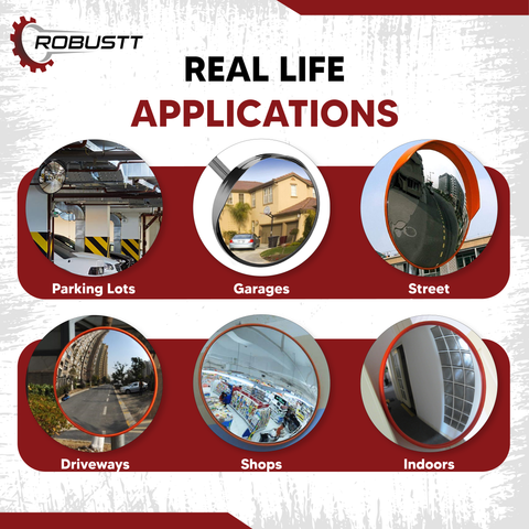Robustt Unbreakable Convex Mirror For Road Safety with Installation Kit Rearview Radar Mirror (24/32/40 Inch)