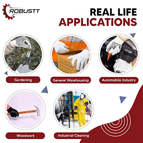 Robustt Cotton Hand Gloves Coated with PVC Dots For Industrial Work