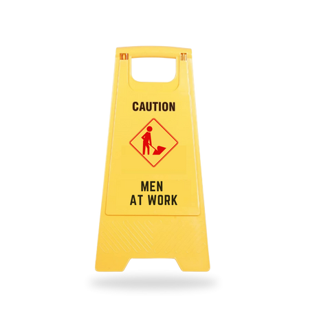 Robustt PP Material Caution Men At Work Sign Board, Two Side Floor Sign Board, Size (62 X 30 Cm)