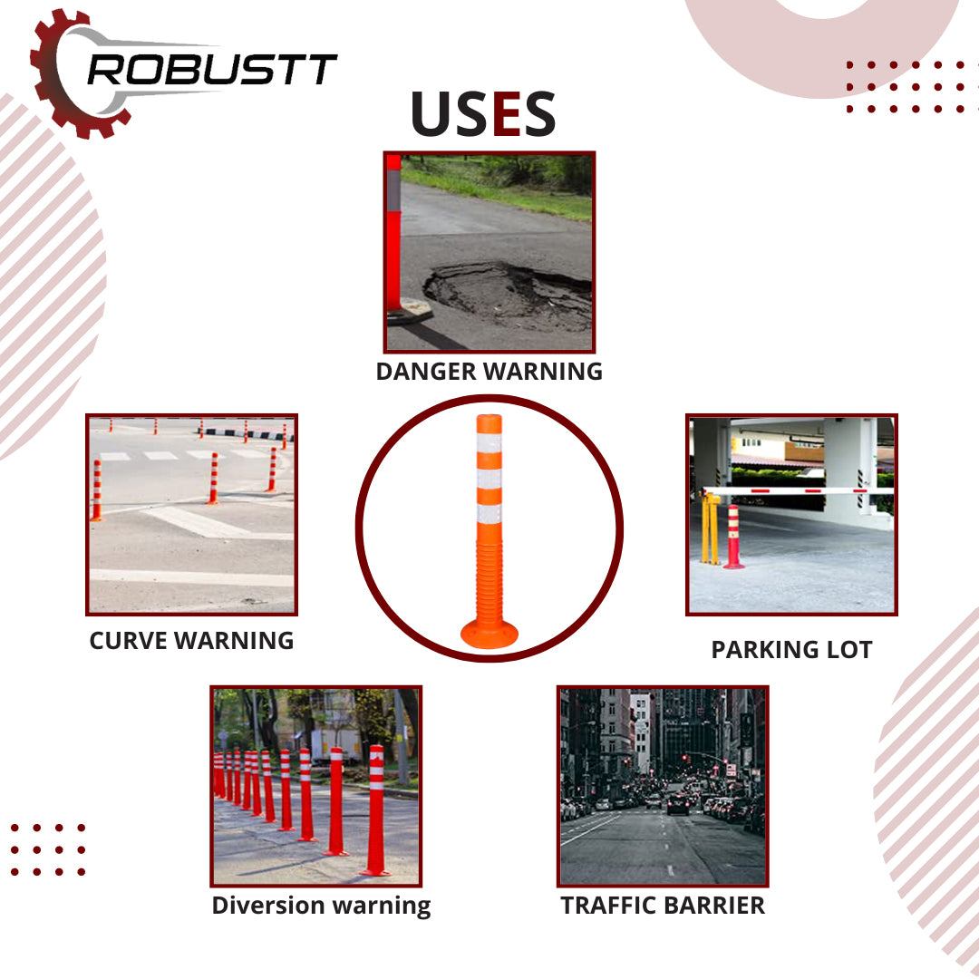 Buy Flexible Spring Post With 3 Reflective Tapes (Orange & Yellow ...