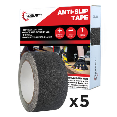 Robustt Anti Skid/Anti Slip (5mtr X 50mm) Fall Resistant with PET Material Used For Slippery Floors, Staircase, Ramps, Indoor, Outdoor Use