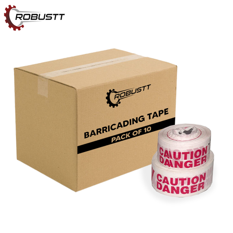 Robustt White & Red Barrication Tape (3 Inches x 130 Mtr) PVC Material, Caution/Danger/Men at Work, Warning Tape