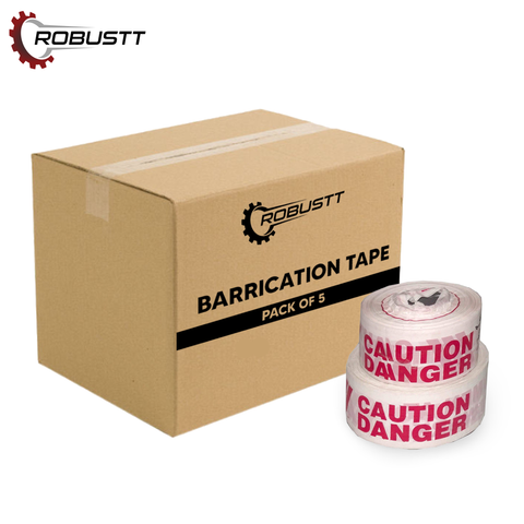 Robustt White & Red Barrication Tape (3 Inches x 130 Mtr) PVC Material, Caution/Danger/Men at Work, Warning Tape