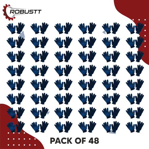 Robustt Cotton Hand Gloves Coated with PVC Dots For Industrial Work