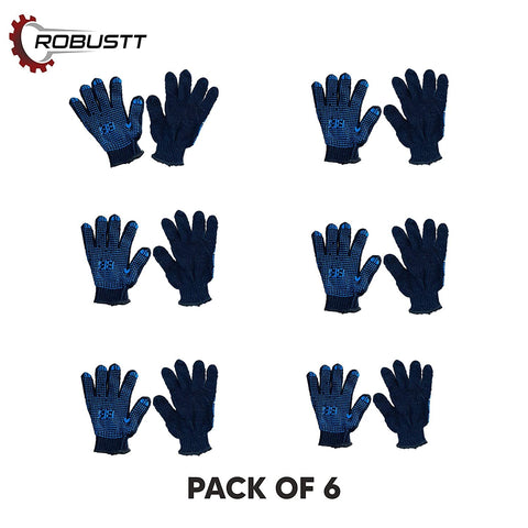 Robustt Cotton Hand Gloves Coated with PVC Dots For Industrial Work