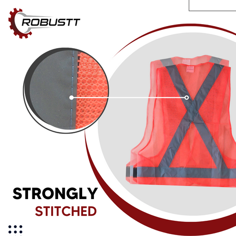 Health Safe Polyster Fabric Orange Reflective Safety Jacket Safety Coat With Velcro Clousure For Traffic, Sports, Construction Site
