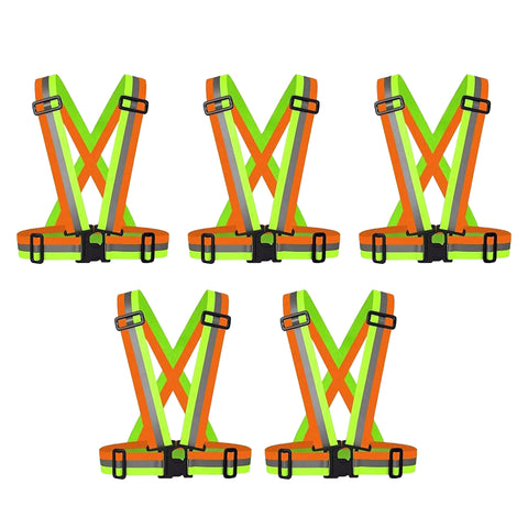 Robustt High Visibility Protective Safety Reflective Vest Belt Jacket, Night Cycling Reflector Strips Cross Belt Stripes Adjustable Vest Safety Jacket (DUAL COLOUR)